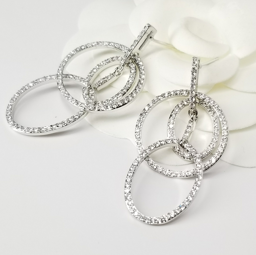 NEW Pave CZ Statement Earrings - Picture 3 of 8